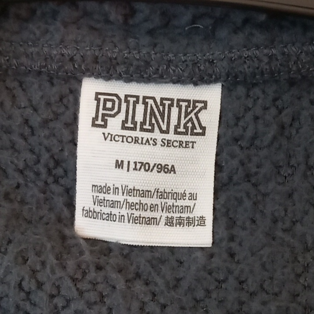 PINK Victoria’s Secret Full Zip Sherpa Fleece Vest Jacket Women's Sz Med NICE! - Picture 9 of 12